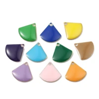 fan shaped double sided enamel charms copper enamelled sequins pendants gold color for diy jewelry making 1312mm 10 pcs
