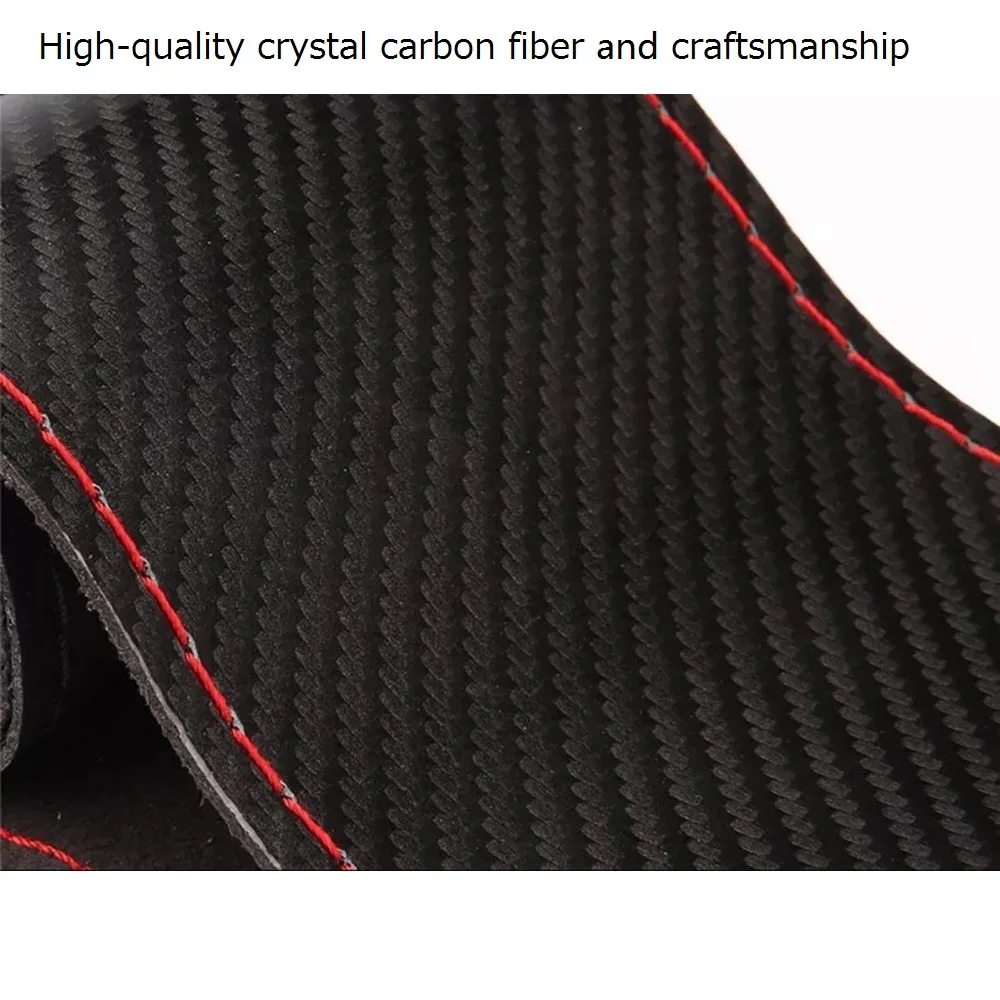 38cm15inch suedecrystal carbon fibe leather red mark auto car steering wheel cover braiding wheel cover with needle and thread free global shipping