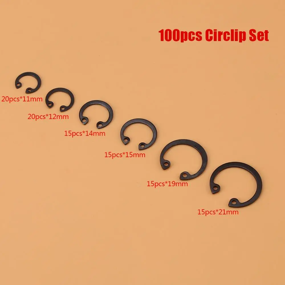 100 шт./лот набор стопорных колец Circlip C-clip ассортимент с коробкой 11 мм-21 мм 6