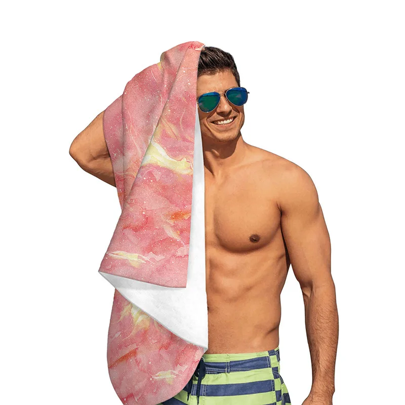 Пляжное полотенце с цифровым принтом для взрослых быстросохнущее из микрофибры