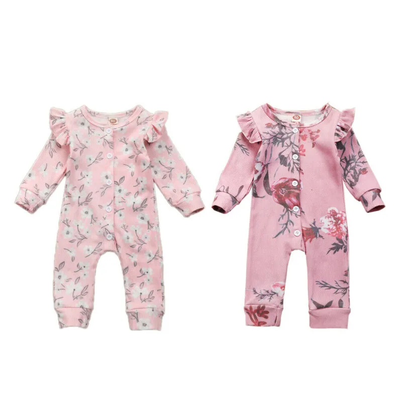 

Популярная зимняя одежда для новорожденных девочек; хлопковый комбинезон с цветочным принтом; комбинезон; комплекты одежды