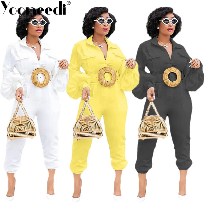 Yooneedi/2019 осенний дизайнерский офисный женский комбинезон 3 цвета стиль отложной