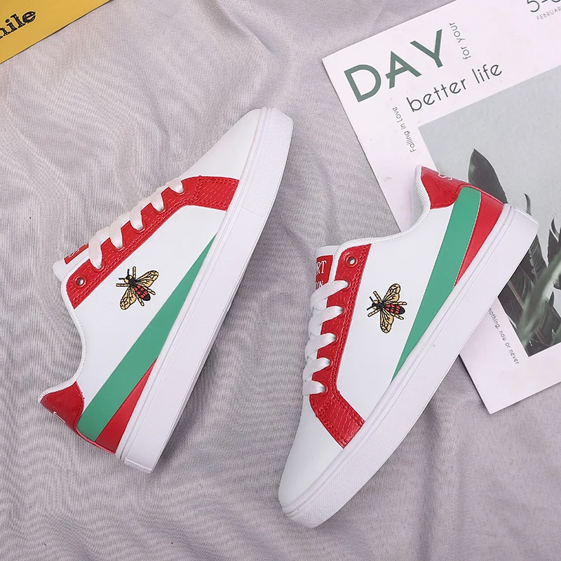 

Fashion Designer Sneakers Women Lace Up Leather Casual Shoes Men Size 35-44 Spring Flat Low Top Lovers Skate Shoes Zapatillas