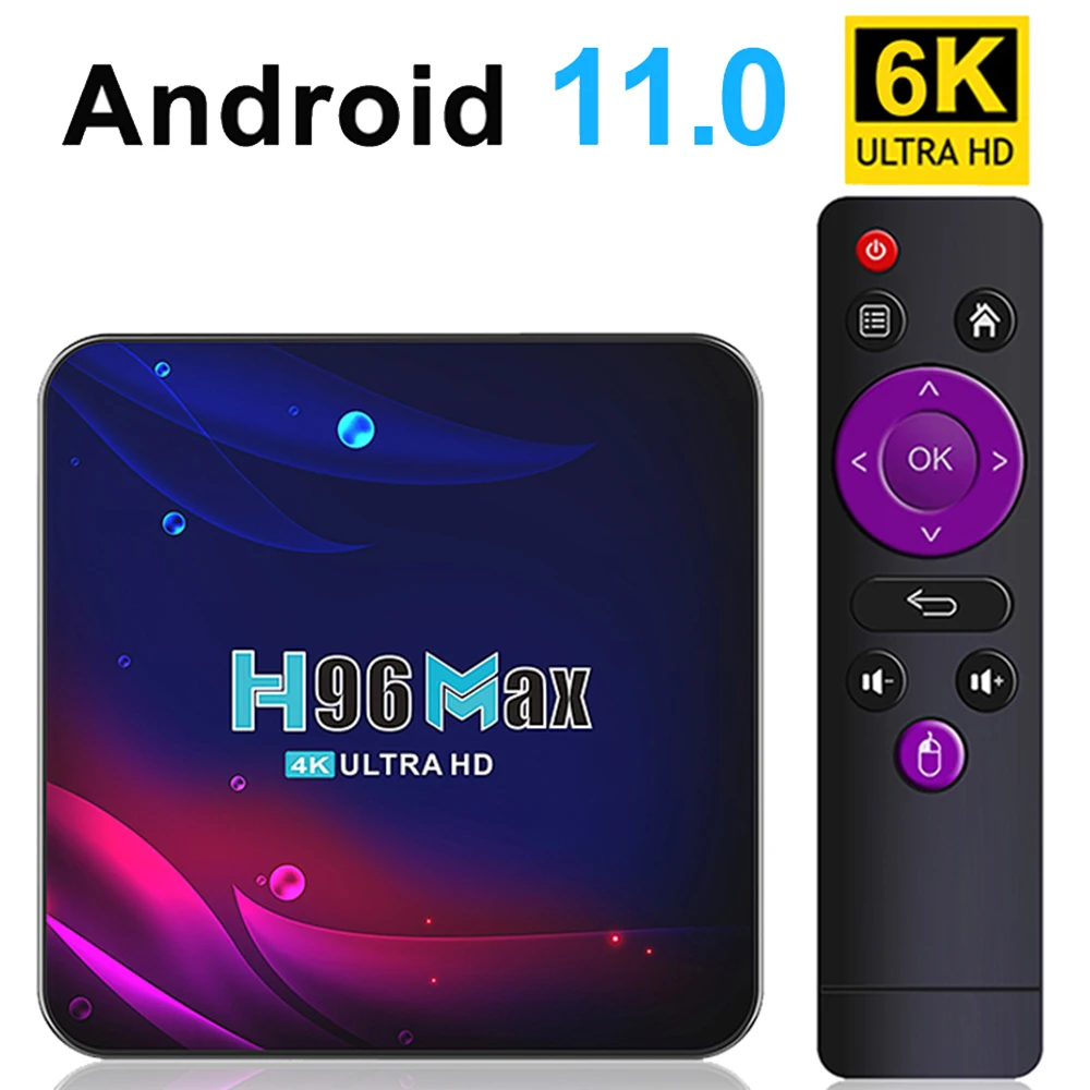 ТВ-приставка LEMFO Android 11 4G 64 ГБ 4K H96 MAX V11 2021G 2 Wi-Fi Google Voice H96max | Электроника