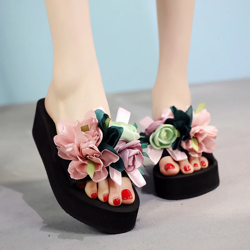 

2021 Women Bow Summer Sandals Slipper Indoor Outdoor Flip-flops Beach Shoes New Fashion Female Casual flower Slipper gift
