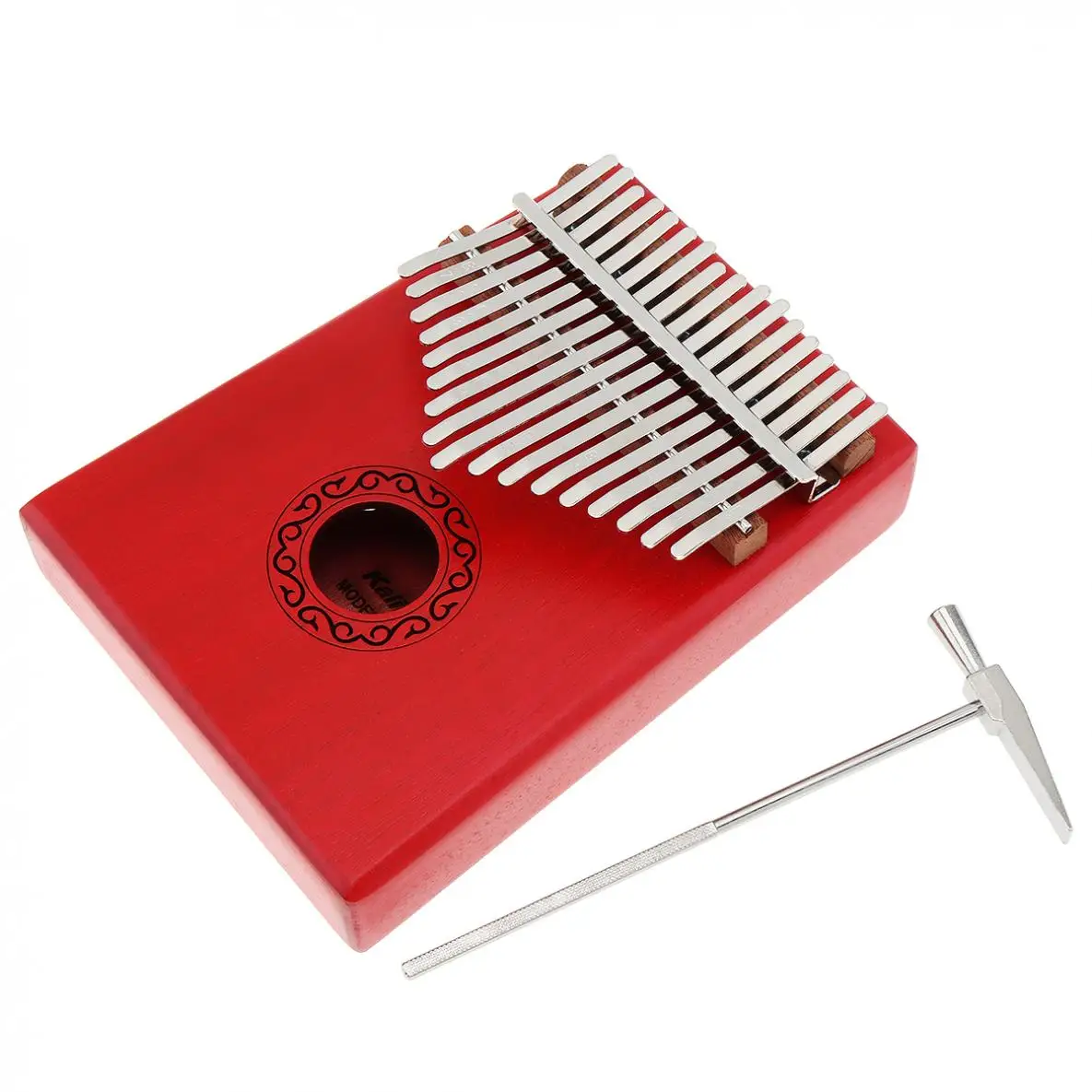 Красная клавиатура Kalimba 17 клавиш одиночная доска красное дерево большой палец