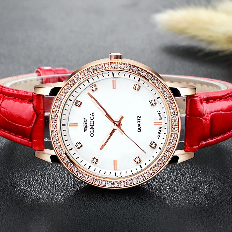 Часы наручные женские водонепроницаемые брендовые Роскошные с кожаным