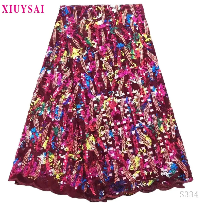 Новейшая африканская Бархатная тюль с блестками кружевная ткань высокого
