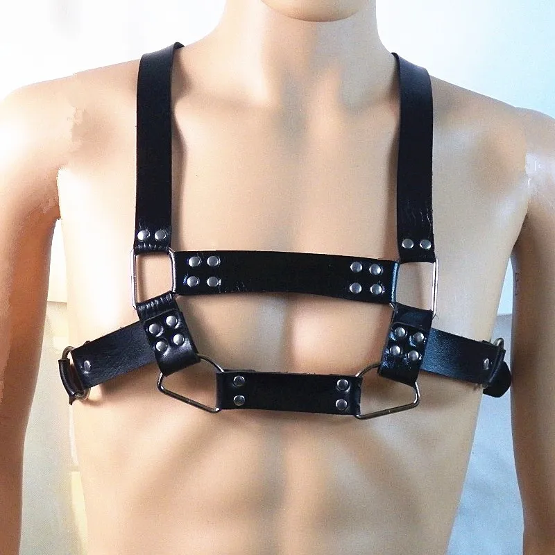 Fetish Men Gay Body Harness Belt Adjustable Punk Rave Leather Tops Strap Gothic Chest Cage for Adults BDSM Bondage | Тематическая