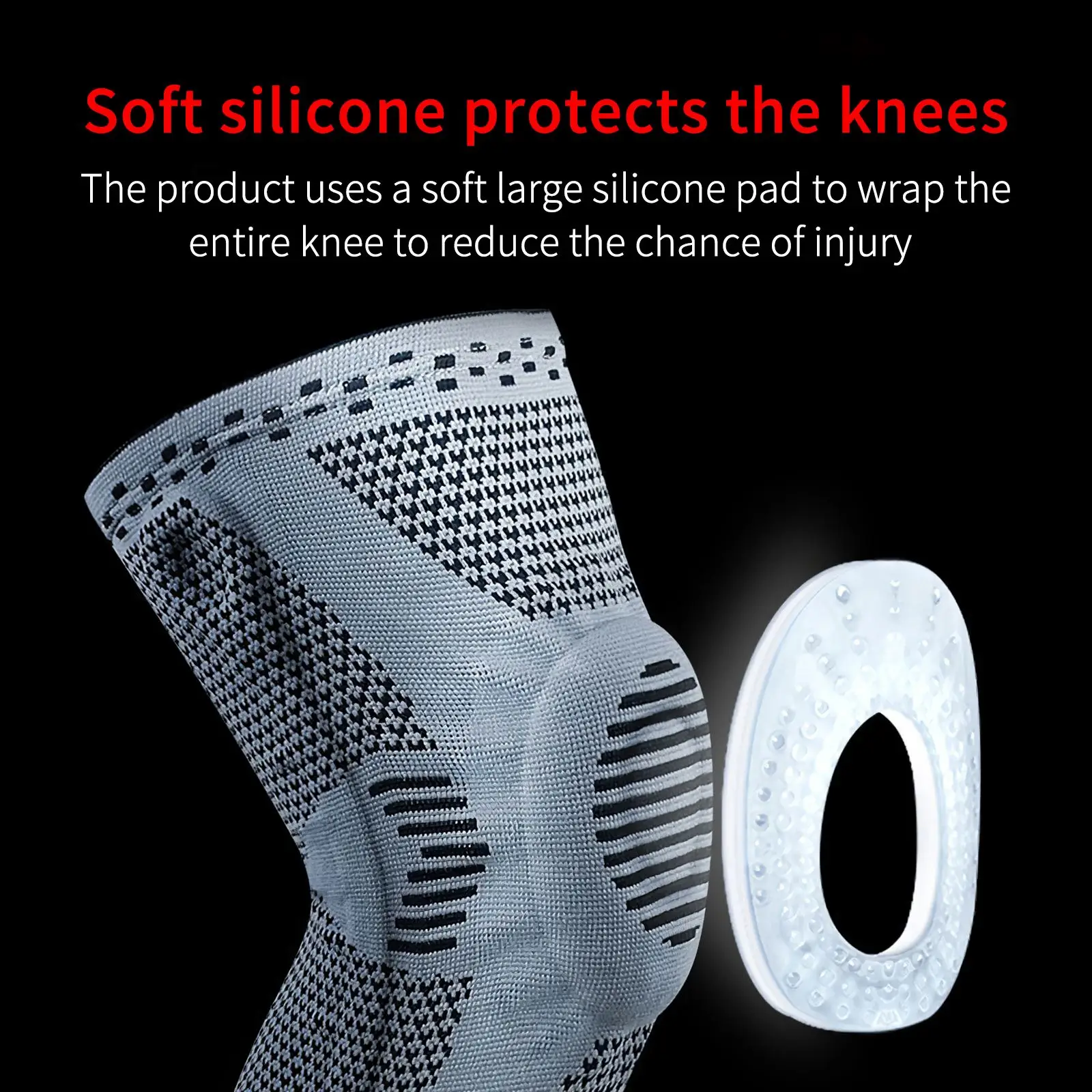 

Sports Fitness Running Knee Pads Brace Support Silicone Spring Knee Basketball Volleyball Running Compression Knee Accessories