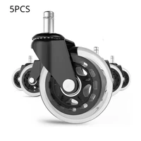 5 pcs black office chair caster wheels 3inch swivel rubber caster wheels replacement soft safe rollers furniture hardware