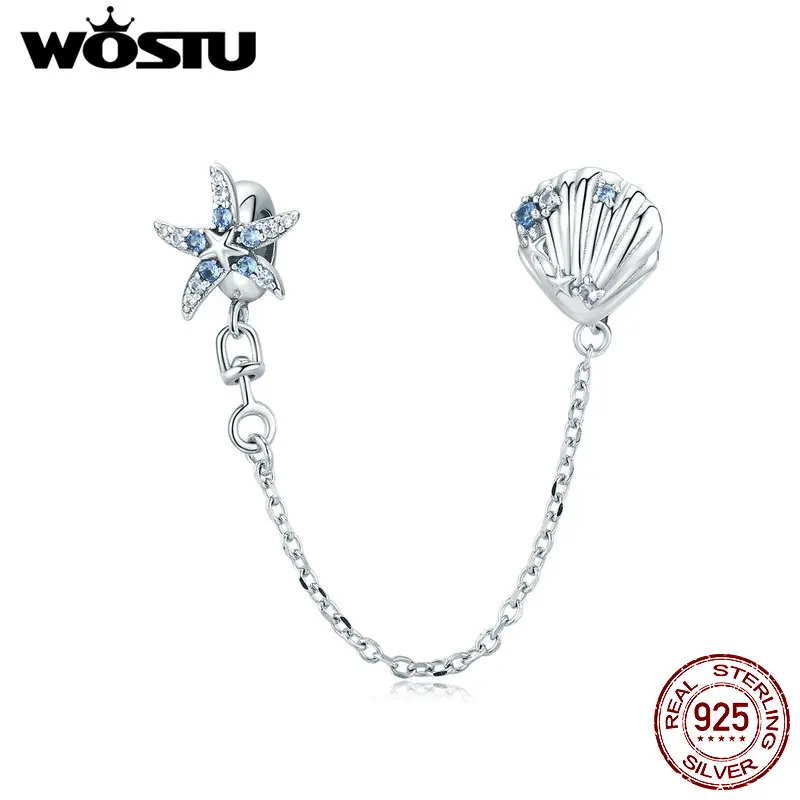Starfish Пробка Подвески WOSTU 925 пробы серебряные тропические Морская звезда &amp