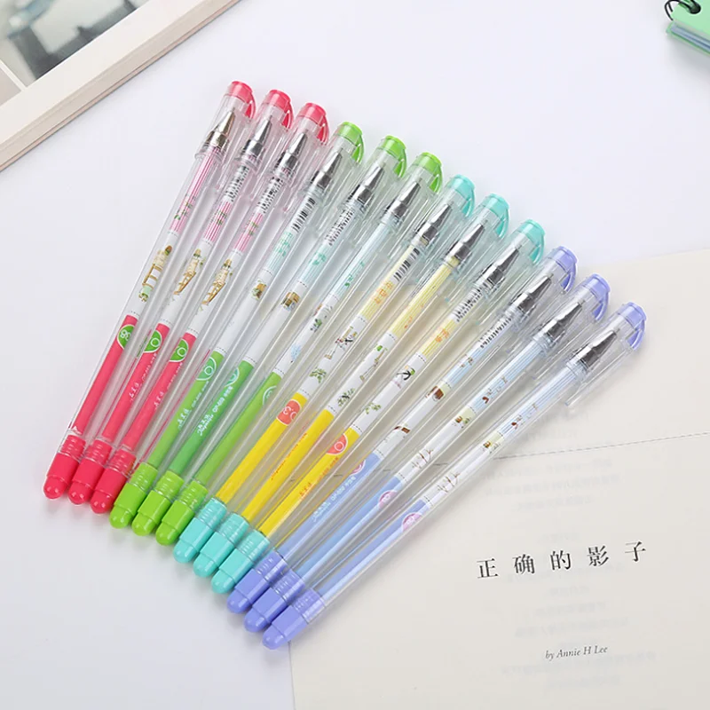 

4pcs Kawaii 0.38mm Needle Tube Gel Pen Cute Stationery Creative Writing Black Signature Markers Office School Supplies Ballpoint