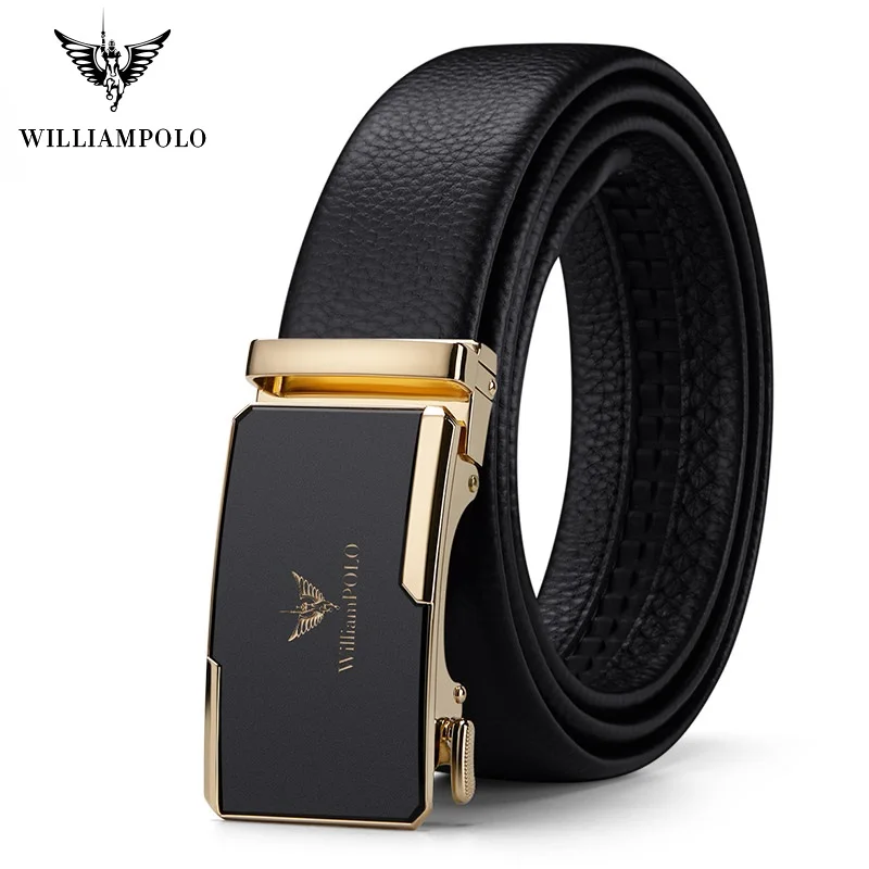 WILLIAMPOLO New 2021 Genuine Leather Belt Men Luxury Brand Designer Top Quality Belts Strap Male Metal Automatic Buckle