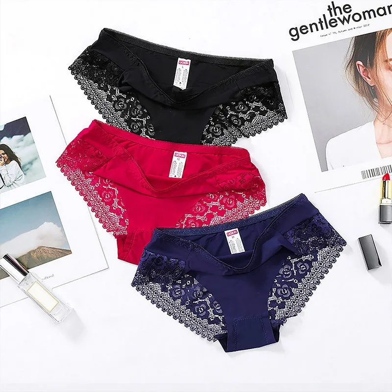 

Puimentiua 2021 Lingerie Femme Sexy Hollow Out Floral Underwear Women Seamless Shorts Summer Panties Lace Interior Feminino Lady