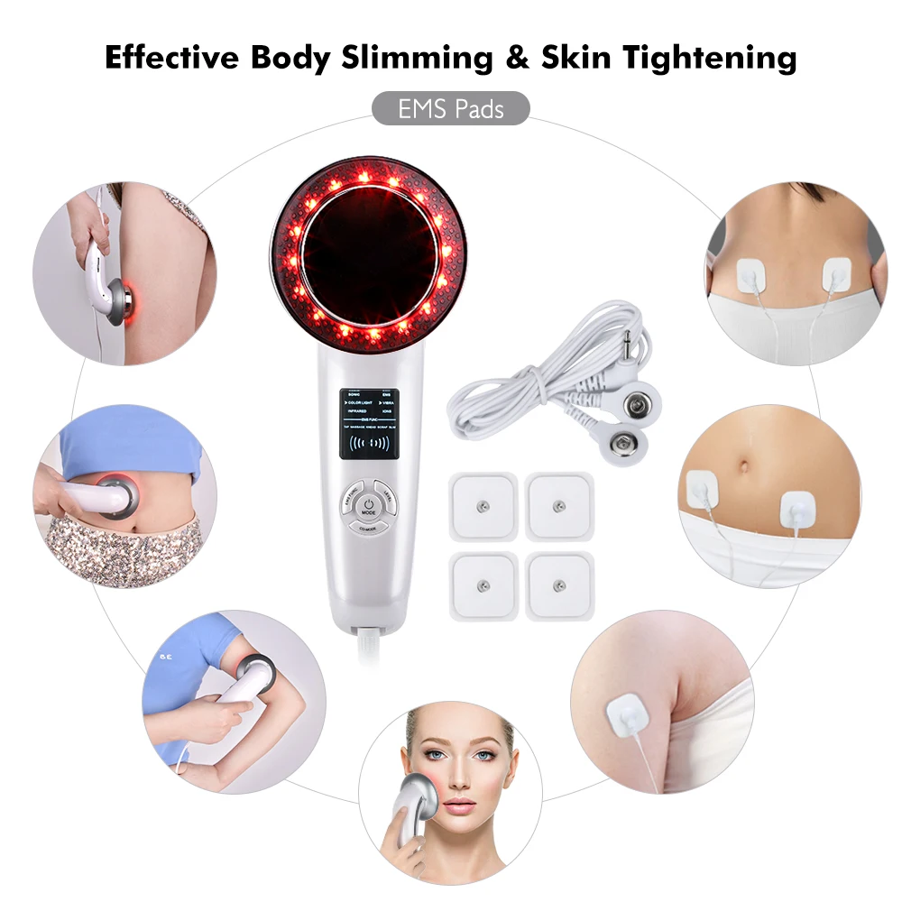 Koop 6 In 1 Lichaam Afslanken Stimulator Ultrasone Cavitatie Ems Vibratie Infrarood Therapie Vet Brander Apparaat Gewichtsverlies Facial Lifting