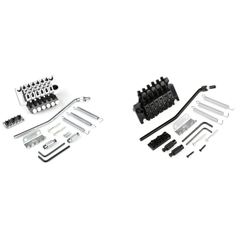 

2Set Electric Guitar Tremolo Bridge Assembly 2 Point St Strat Guitar Tremolo Bridge Locking System (Silver & Black)