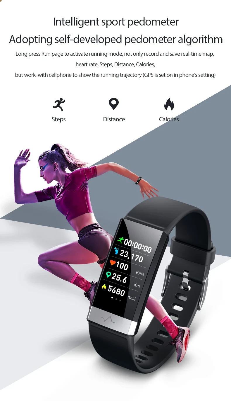 Умный Браслет IP68 Водонепроницаемый ECG+ PPG+ HRV Монитор артериального давления пульса спящий спортивный трекер Smartband браслет