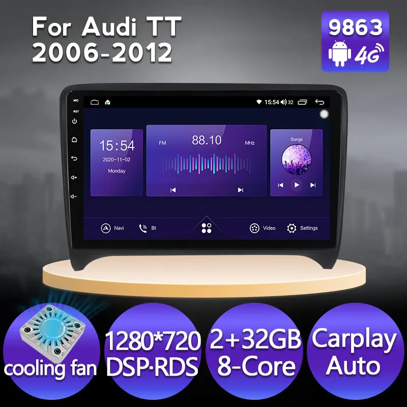 Kaufen 8 Core 6GB + 128GB IPS Android 11 Auto Navigation GPS Radio Player Für Audi TT MK2 8J 2006 2012 Lüfter Carplay 4G LTE BT WIFI