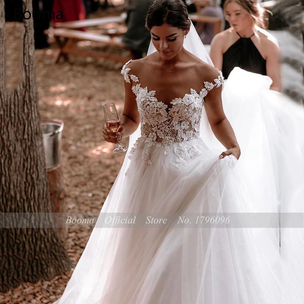 Простое кружевное свадебное платье с аппликацией вышитое бисером платья невесты