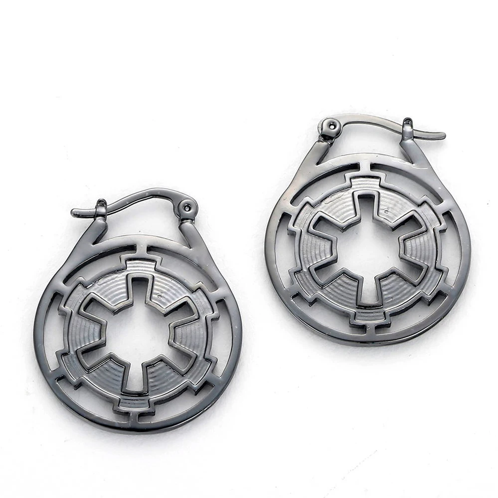 

Exaggerated Style Stars Round Black Stud Earrings Womans Movie Drop Earrings Ear Clip