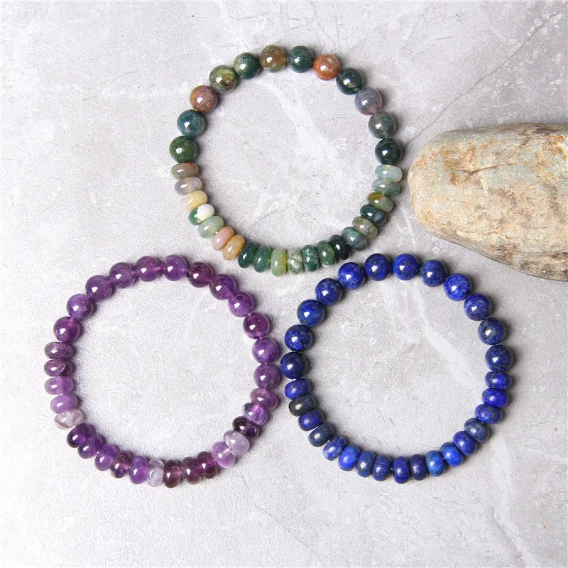 Браслет ручной работы с бусинами из натурального лазурита круглый синий браслет