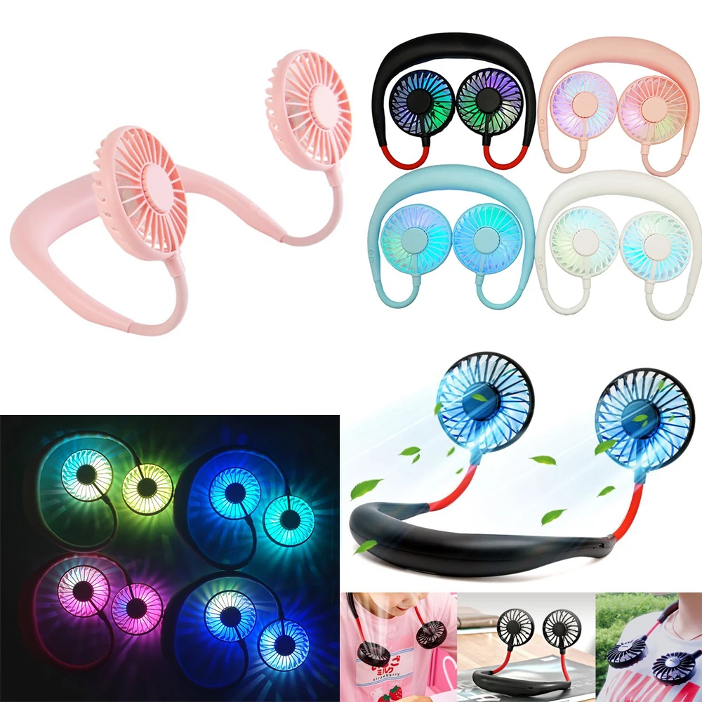 

2020 New Hands-Free Neck Band Cooler Fan Portable Hands-Free Hanging USB Rechargeable Dual Fan Mini Aromatherapy Air Cooler