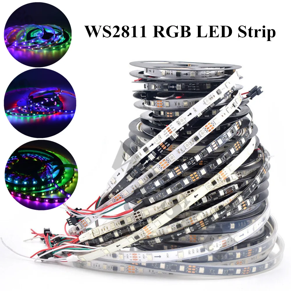 DC12V WS2811 5050 SMD адресуемых RGB Светодиодные ленты 30/48/60 Светодиодный s/m IP30/IP65/IP67