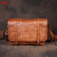 business casual leather briefcase mens bag men travel shoulder bag messenger postal briefcase tide handmade cowhide leather tc
