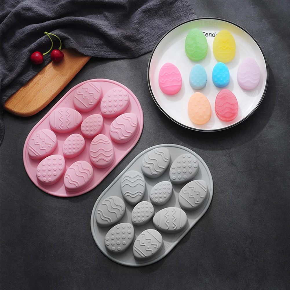 

10-Cavity 3D Easter Egg Chocolate Candy Molds DIY Cookie Mould Silicone Baking Mold for Festival Kitchen Supplies