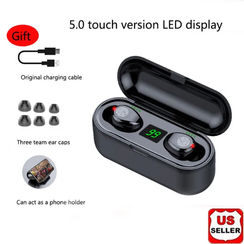 2000mAh Power Bank F9 TWS беспроводной Bluetooth наушники светодиодный дисплей с 2000 мАч power Bank гарнитура беспроводная Bluetooth V5.0 наушники - Цвет: 2000mAh Power Bank