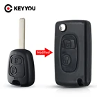 Чехол KEYYOU с 2 кнопками для дистанционного ключа, Складной флип-брелок для PEUGEOT 107 207 307 407 607 Citroen C1 C2 C3 Pluriel C4 C5 C8