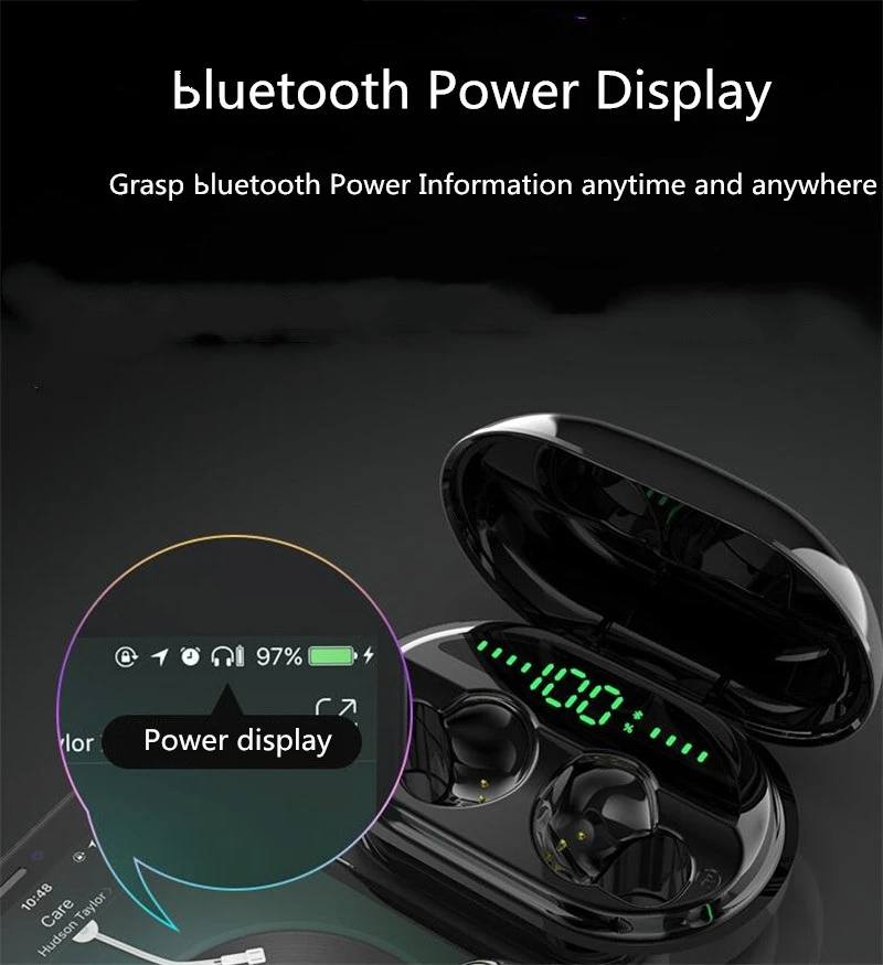 Портативные беспроводные Bluetooth наушники HD стерео Беспроводная Bluetooth гарнитура IPX8 наушники Bluetooth наушники 3500 мАч зарядная коробка