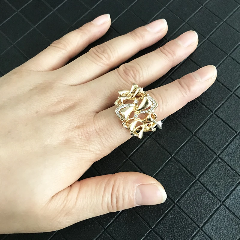 Арабский тренд металлическое кольцо ювелирные изделия женское с кристаллами В