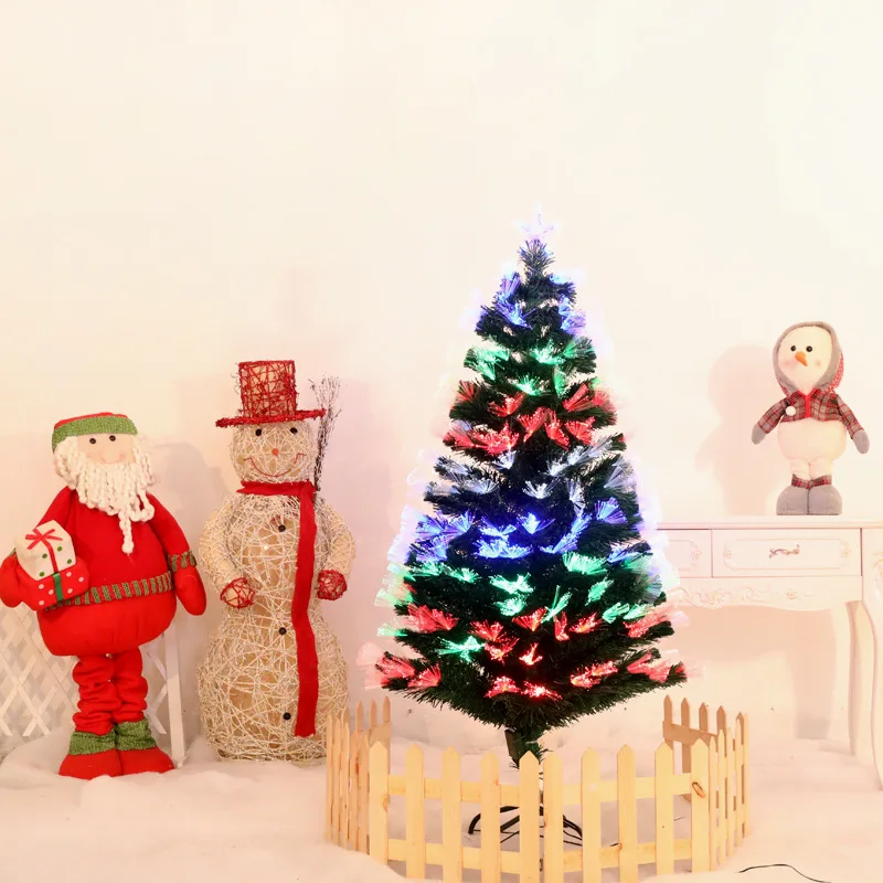 Fiber Optic Christmas Tree 60cm90cm120cm150cm180cm210cm240cm with Colored Lights Lamp Light  Party Festival Plants Supplies Xmas