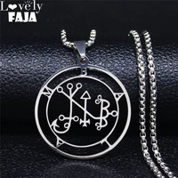 2022 stainless steel demon seal chain necklace silver color satan balam necklaces pendants womenmen jewelry colar n3063s03