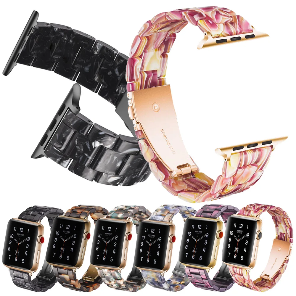 

Resin Strap for Apple Watch Band 42mm 44mm Wristband for IWatch Watch Bands Series 5 4 3 2 1 Bracelet Sport and Edition 38mm 40m
