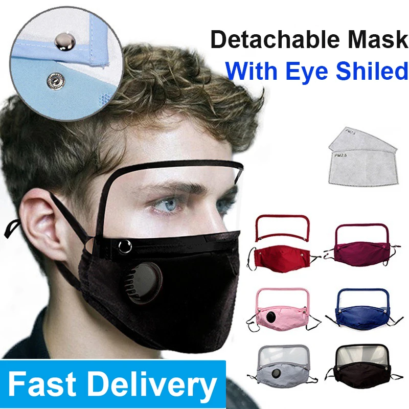 

Face-mask Dustproof Eye Protection Outdoor Protective Face Masks With Detachable Eyes Shield +40/10/20/30pcs Filters Mascarilla