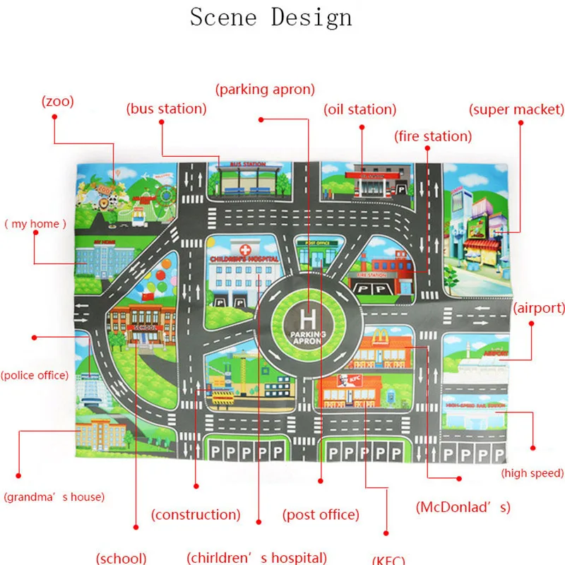 100cm*130cm Baby Kids Floor Play Mats Rug Traffic Road Sign Car Track City Carpet Activity Toy Gifts Children's Crawling | Игрушки и