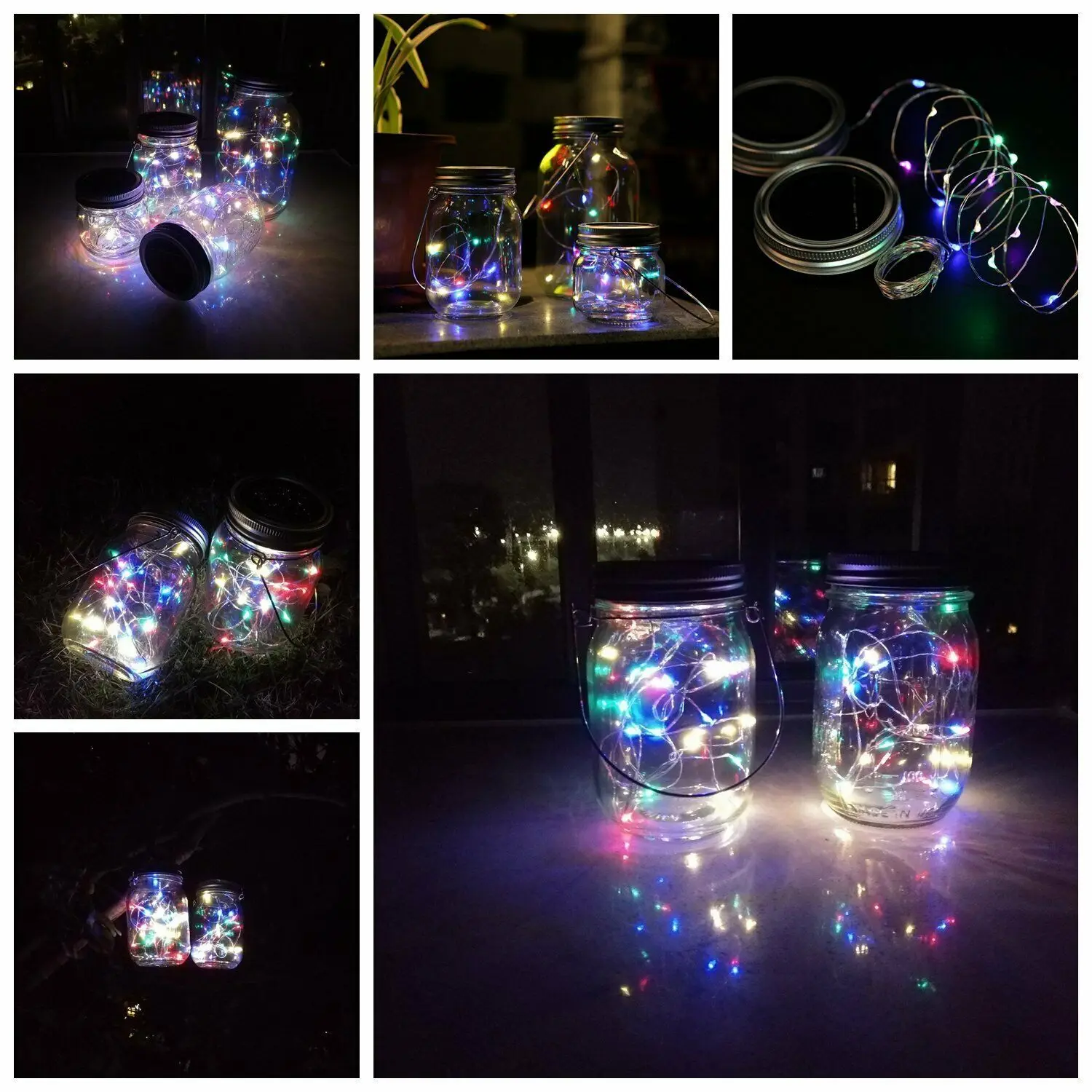 Solar Powered Mason Jar Lid Light 20 LED Fairy String Lights Waterproof Lamp for Outdoor Patio Garden Decoration | Лампы и освещение