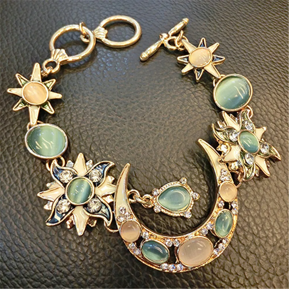 

Bohemian Sun Moon Star Shiny Crystal Earrings Asymmetry Novel Jewelry For Women