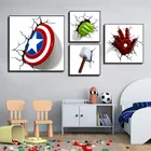 Картина из квадратных страз с полным кругом, супергерой, молот Тора, щит капитана Америка, вышивка крестиком