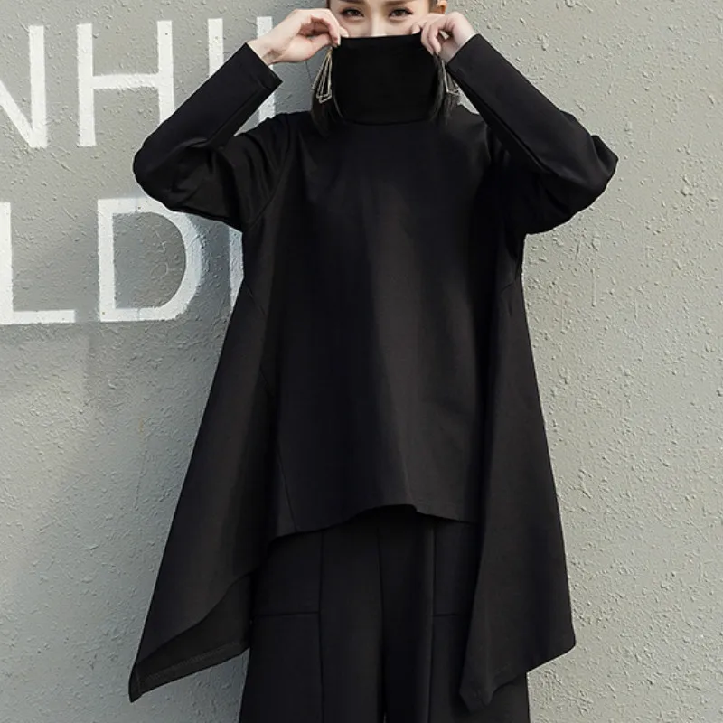 

Рубашка женская с длинным рукавом, винтажный Асимметричный топ с круглым вырезом, повседневная одежда в Корейском стиле, большие размеры, XXL...