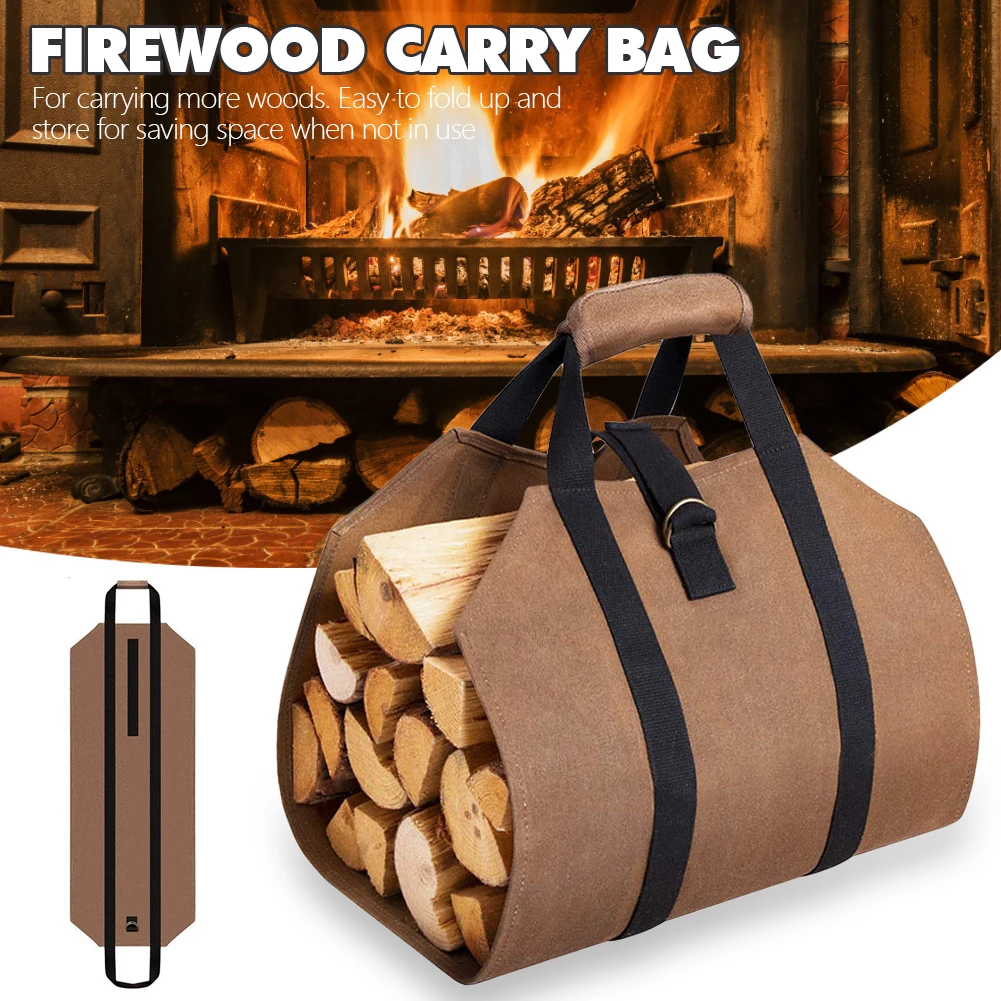 

Высококачественная большая холщовая переноска для дрова, деревянная Сумка для кемпинга, уличный держатель для бревен, сумка для хранения