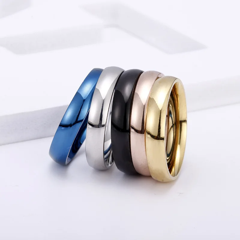 

The new five-color glossy 4MM ring personality versatile neutral ring