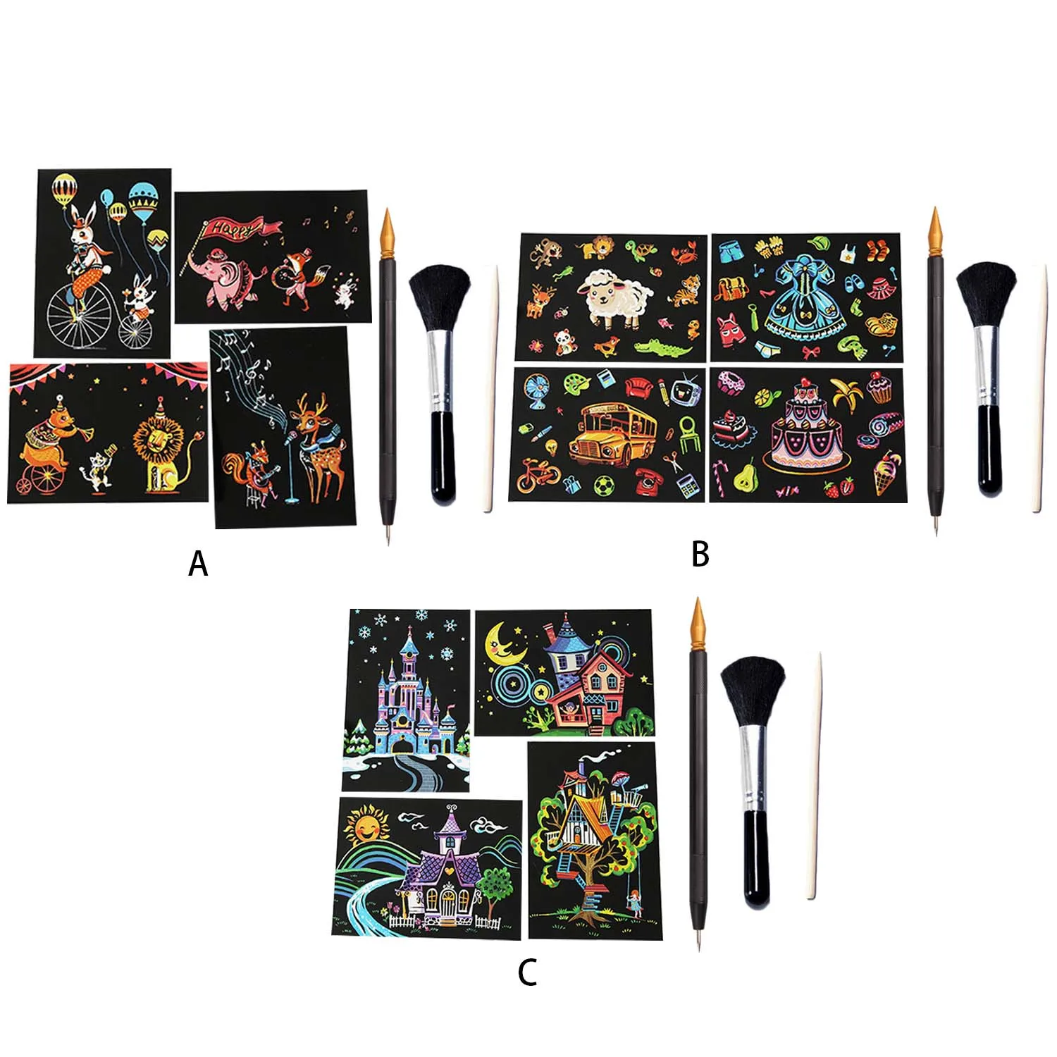 Бумага для рисования радужными царапинами 4 листа|Юный художник| |