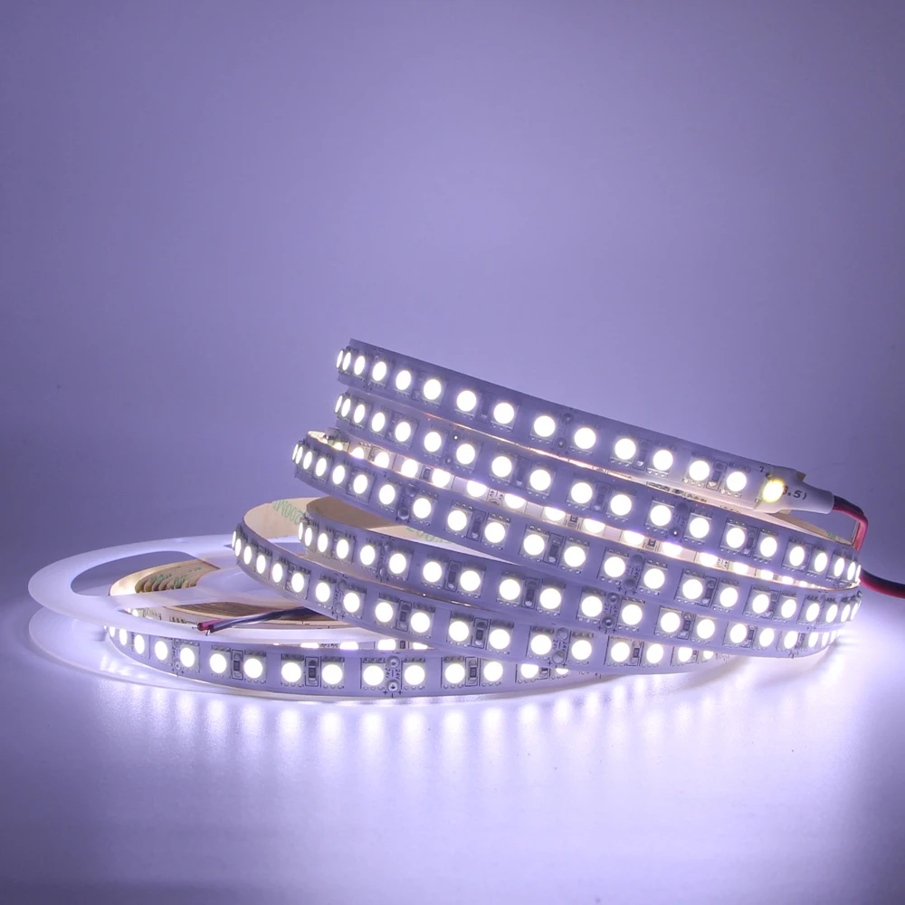 5 м Водонепроницаемая светодиодная лента 5050 SMD 600 светодиодный s гибкий 120 светодиодный/М лента Черная печатная плата 12 В для внутренней кухни теплый белый/rgb