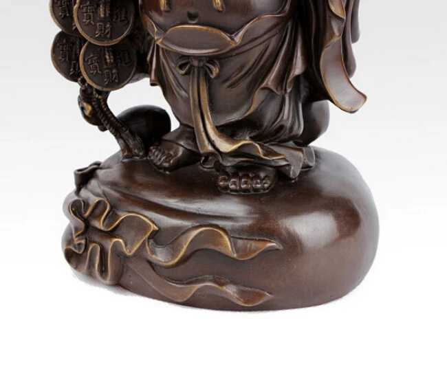 906 + 10 &quotКитай Бронзовый счастливый Майтрейя Будда монеты Тыква латунная Статуя