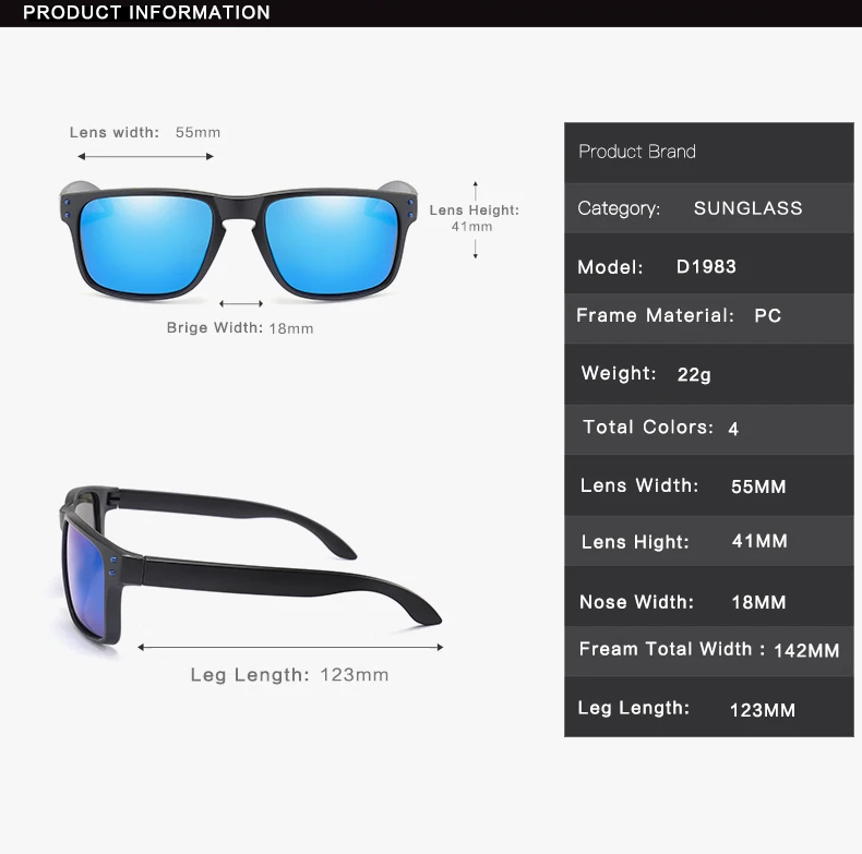 Поляризованные солнцезащитные очки унисекс квадратные Винтажные