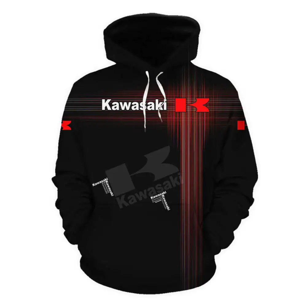 

2021 new Mens Hoodie Sweatshirt Kawasaki Motorcycle Logo 3D Digital Print Casual Harajuku High Quality Racing Jackets Pullover